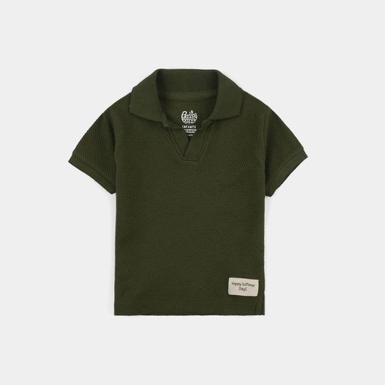 Infant Boys Cotton PK Polo (Happy Summer Day) - Chive Green