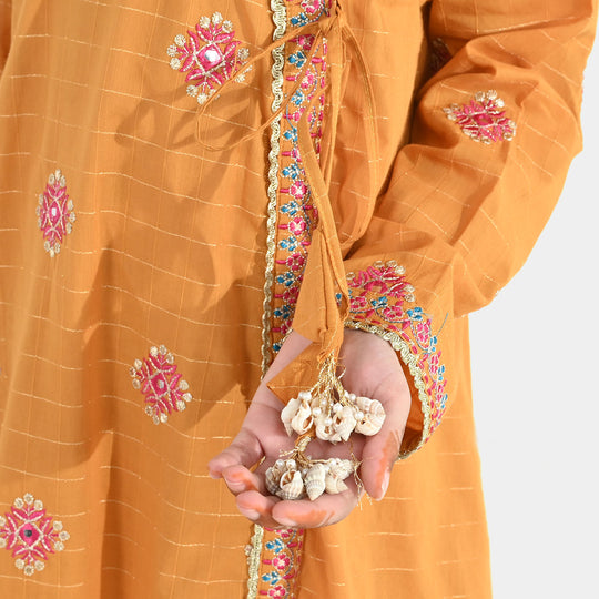 Girls Dobby 3-Piece Set (Sangeet) – Mustard