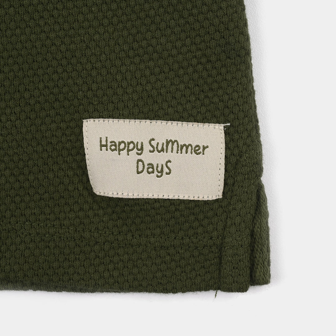 Infant Boys Cotton PK Polo (Happy Summer Day) - Chive Green