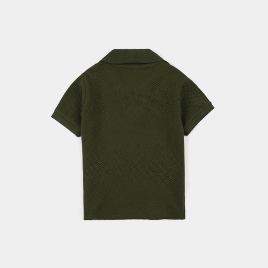 Infant Boys Cotton PK Polo (Happy Summer Day) - Chive Green