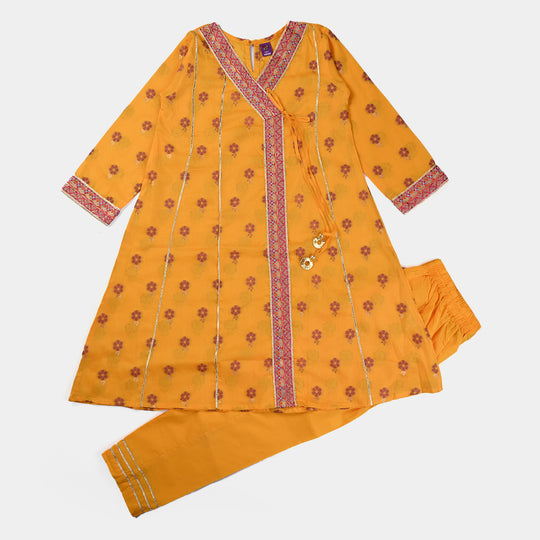 Girls Jacquard 2Pcs Suit-Gold Rod