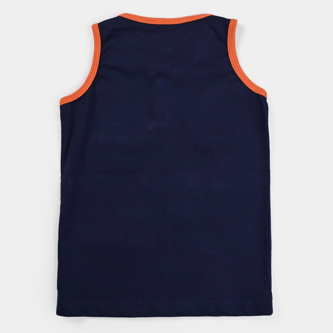 Boys Cotton Jersey Sando Simple Rules-True Navy