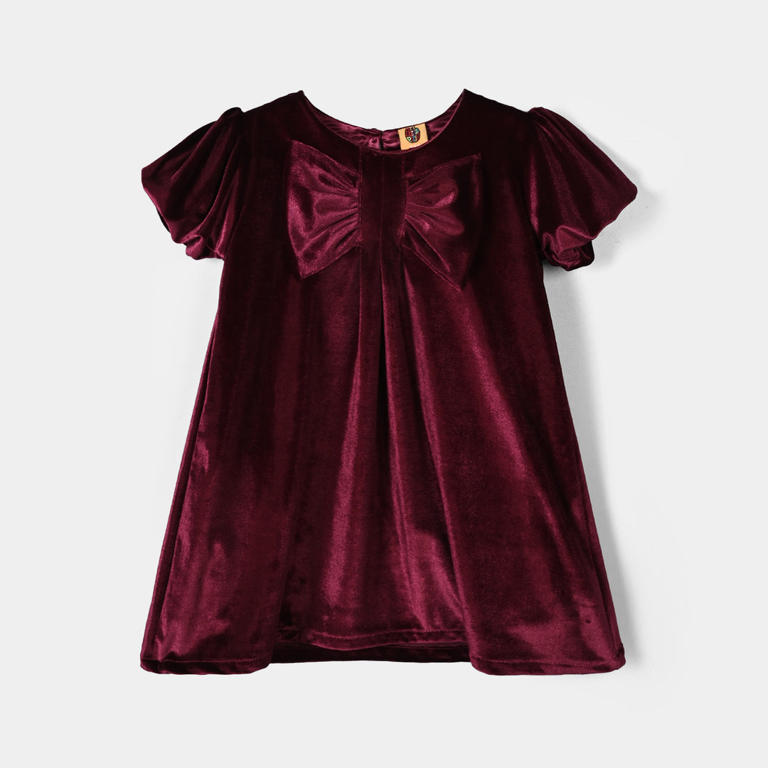 Girls Velvet Fancy Frock-Glamour Girl-MAROON