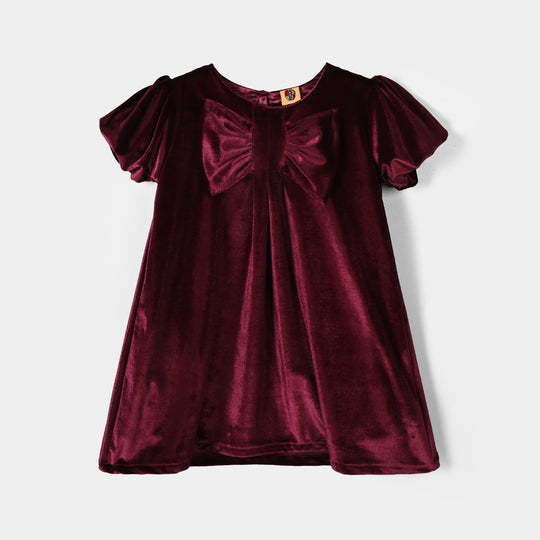 Girls Velvet Fancy Frock-Glamour Girl-MAROON