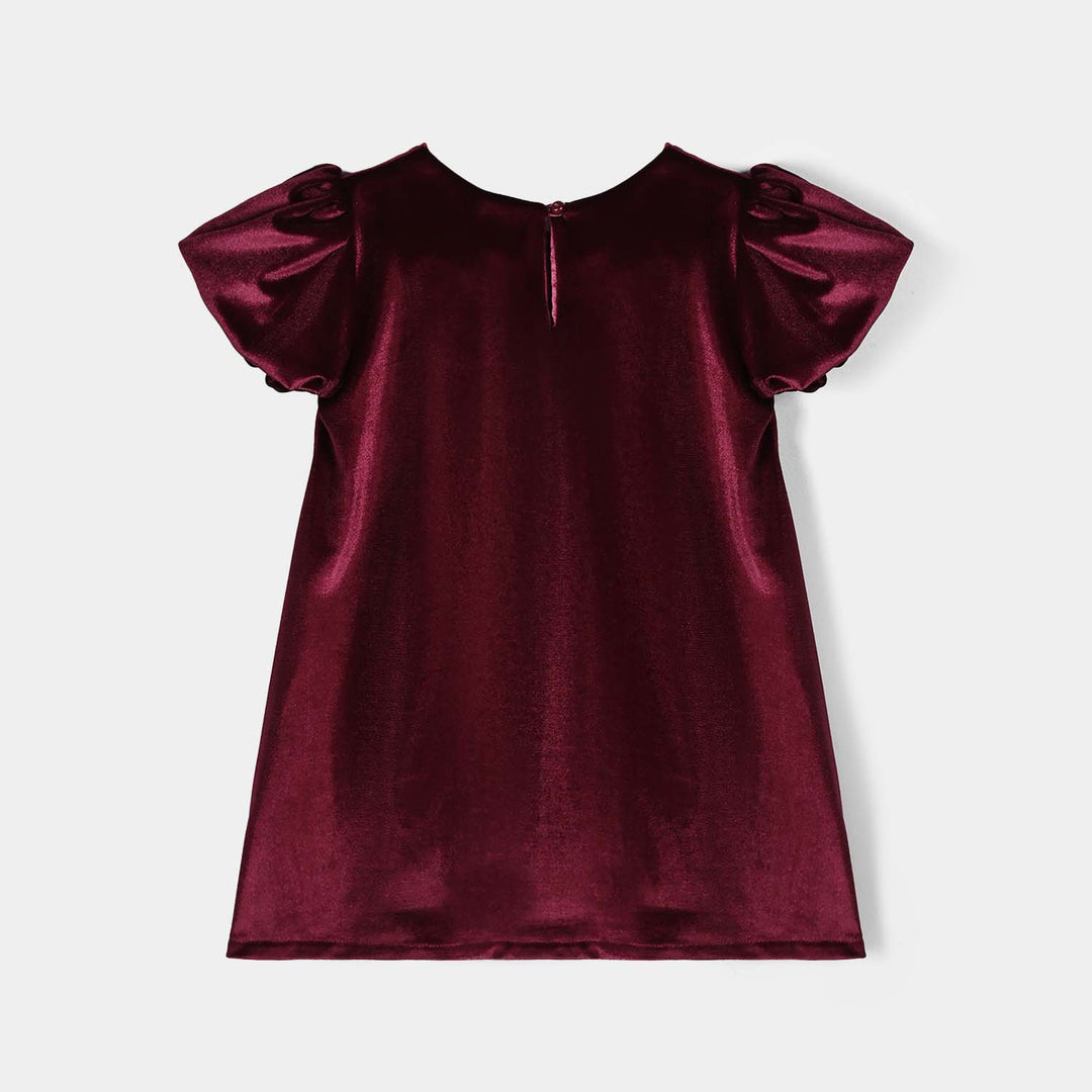 Girls Velvet Fancy Frock-Glamour Girl-MAROON