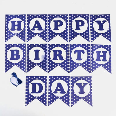 Happy Birthday Hanging Banner - Blue
