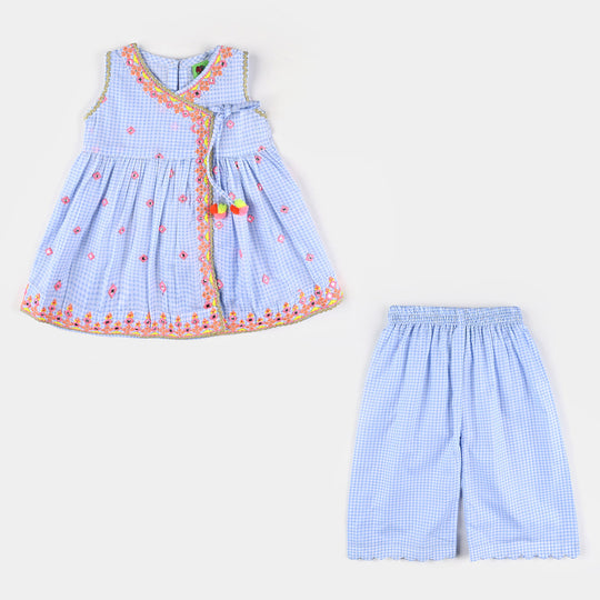 Infant Girls CVC  EMB 2Pcs Colour Blast-Blue