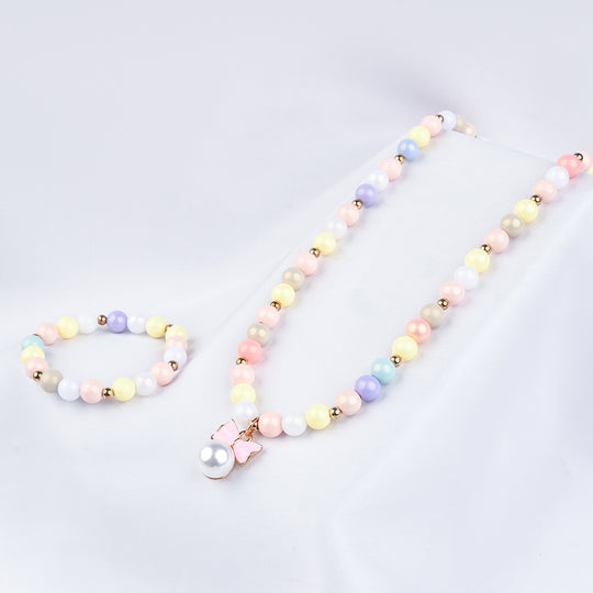 GIRLS ELEGANT BEADED NECKLACE & BRACELET