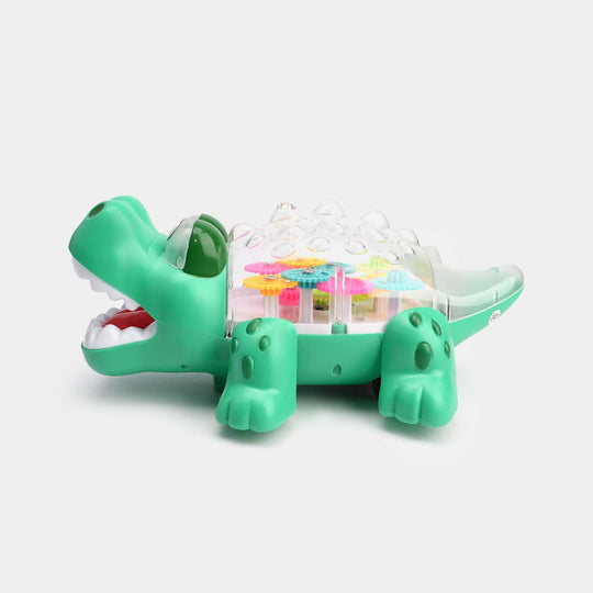 Transparent Gear Crocodile Toy for Kids with Music and 3D Lights
