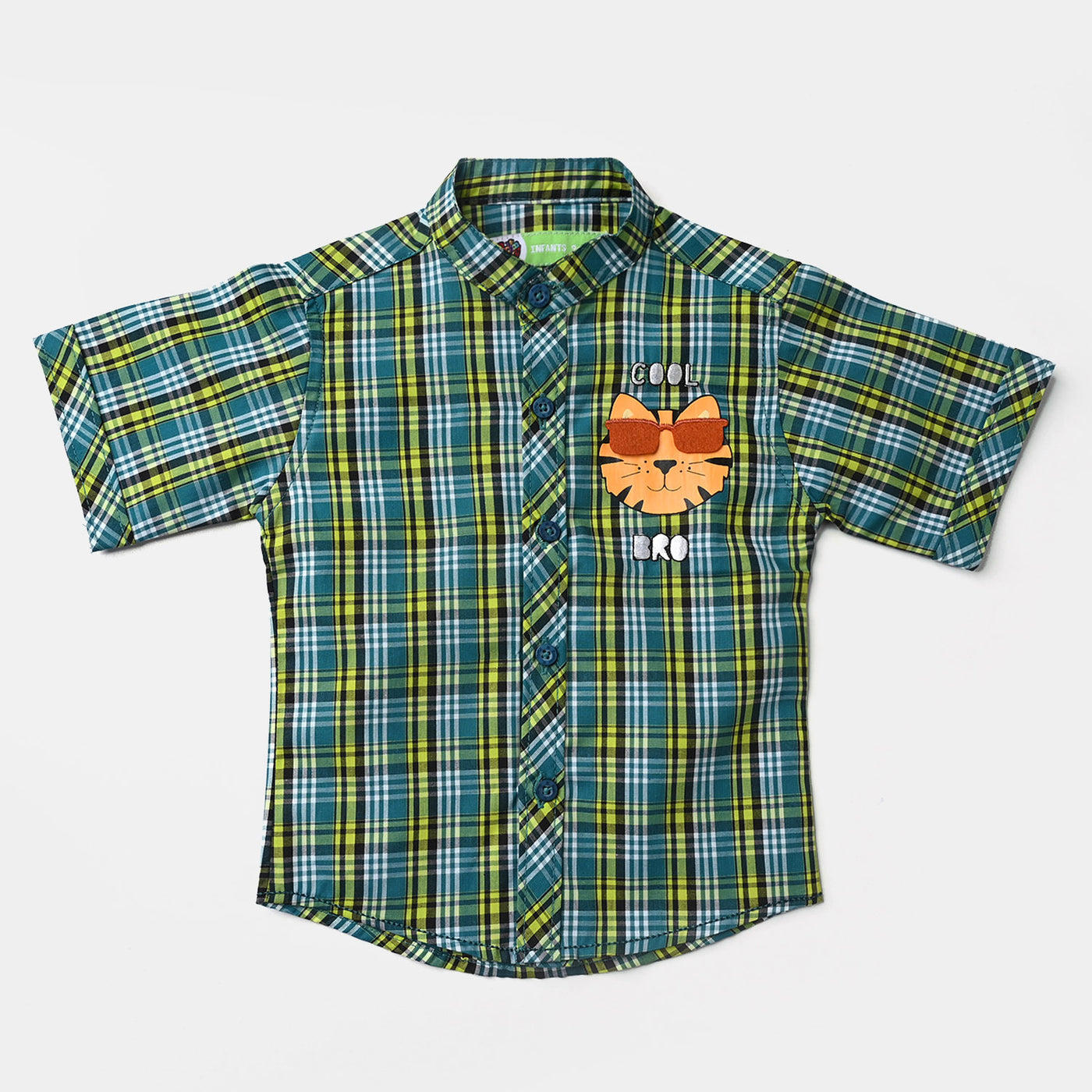Infant Boys Yarn Dyed Basic Casual Shirt (Cool Bro)-Green