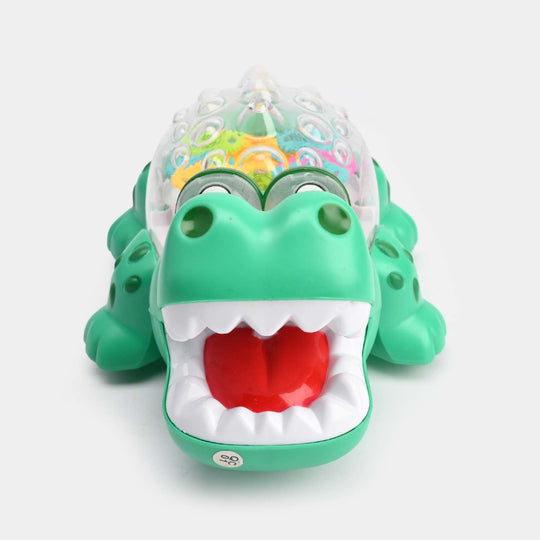 Transparent Gear Crocodile Toy for Kids with Music and 3D Lights