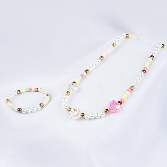 GIRLS ELEGANT BEADED NECKLACE & BRACELET