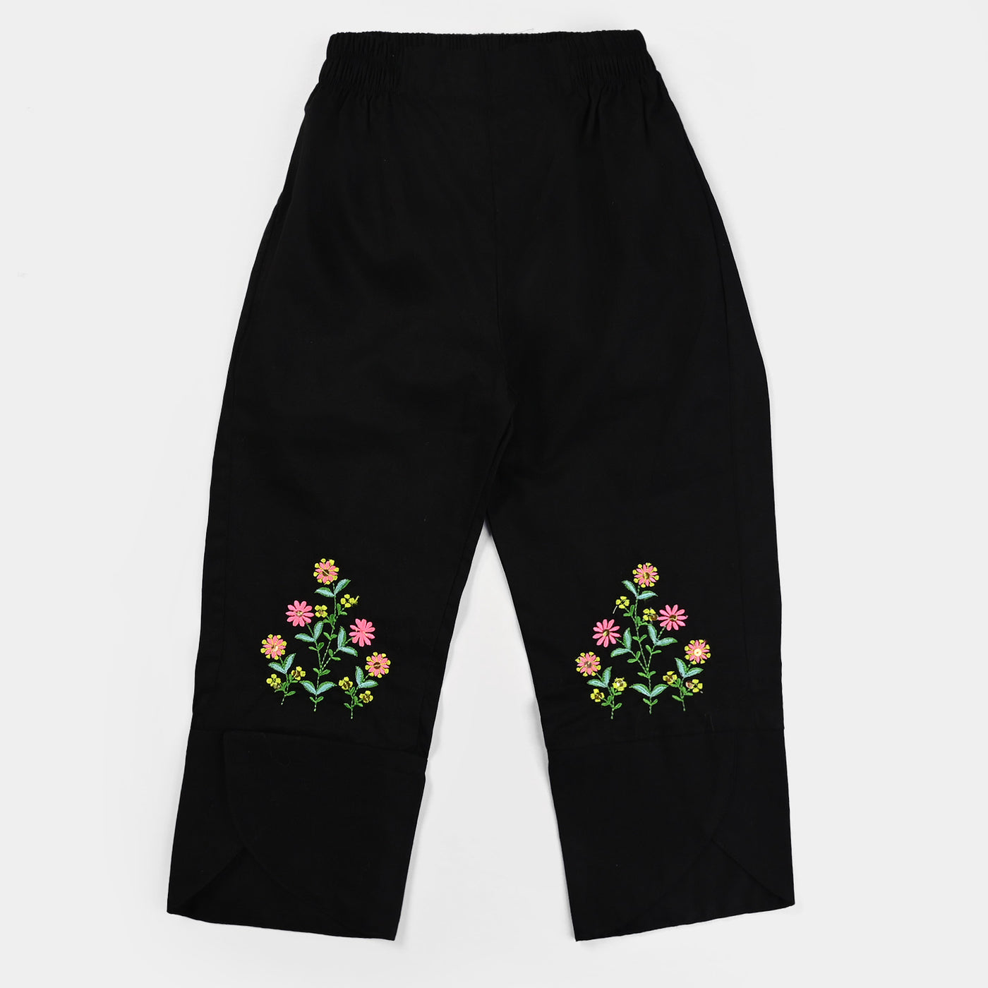 Girls Cotton embroidered 2Pcs Suit-BLACK