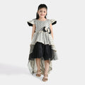 Girls Organza Fancy Frock (Dotted) - Off-White