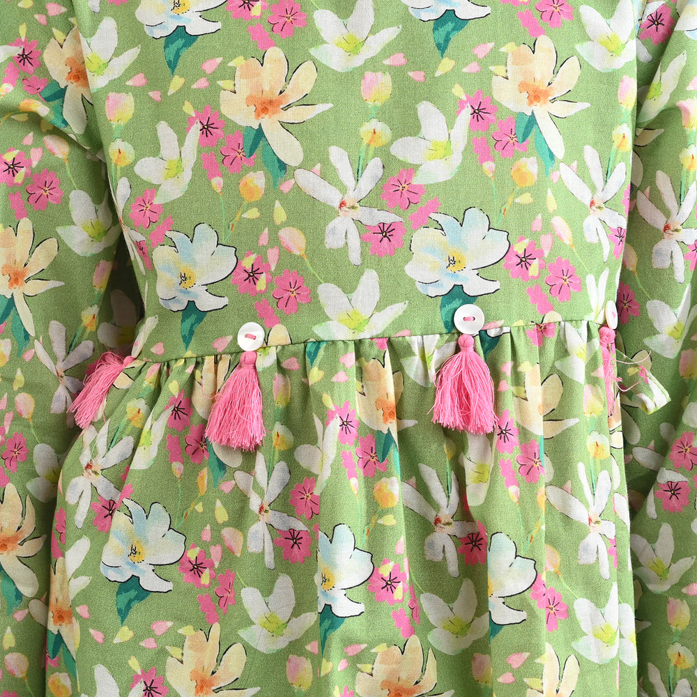Girls Cotton Poplin Printed 2Pcs Pistachio-Multi