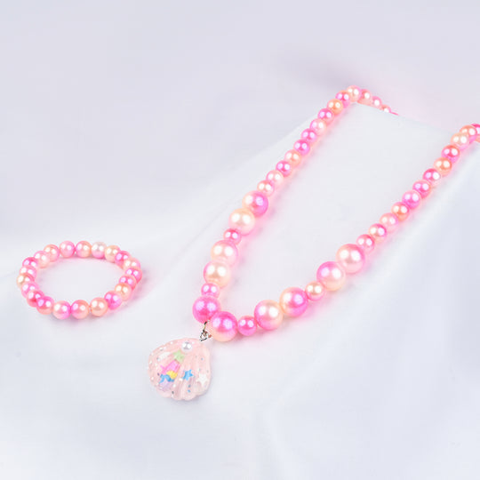 GIRLS ELEGANT BEADED NECKLACE & BRACELET