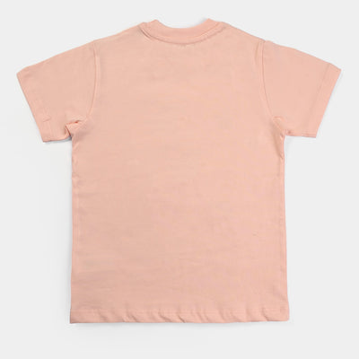 Girls Cotton Jersey T-Shirt H/S Think Happy-Peach