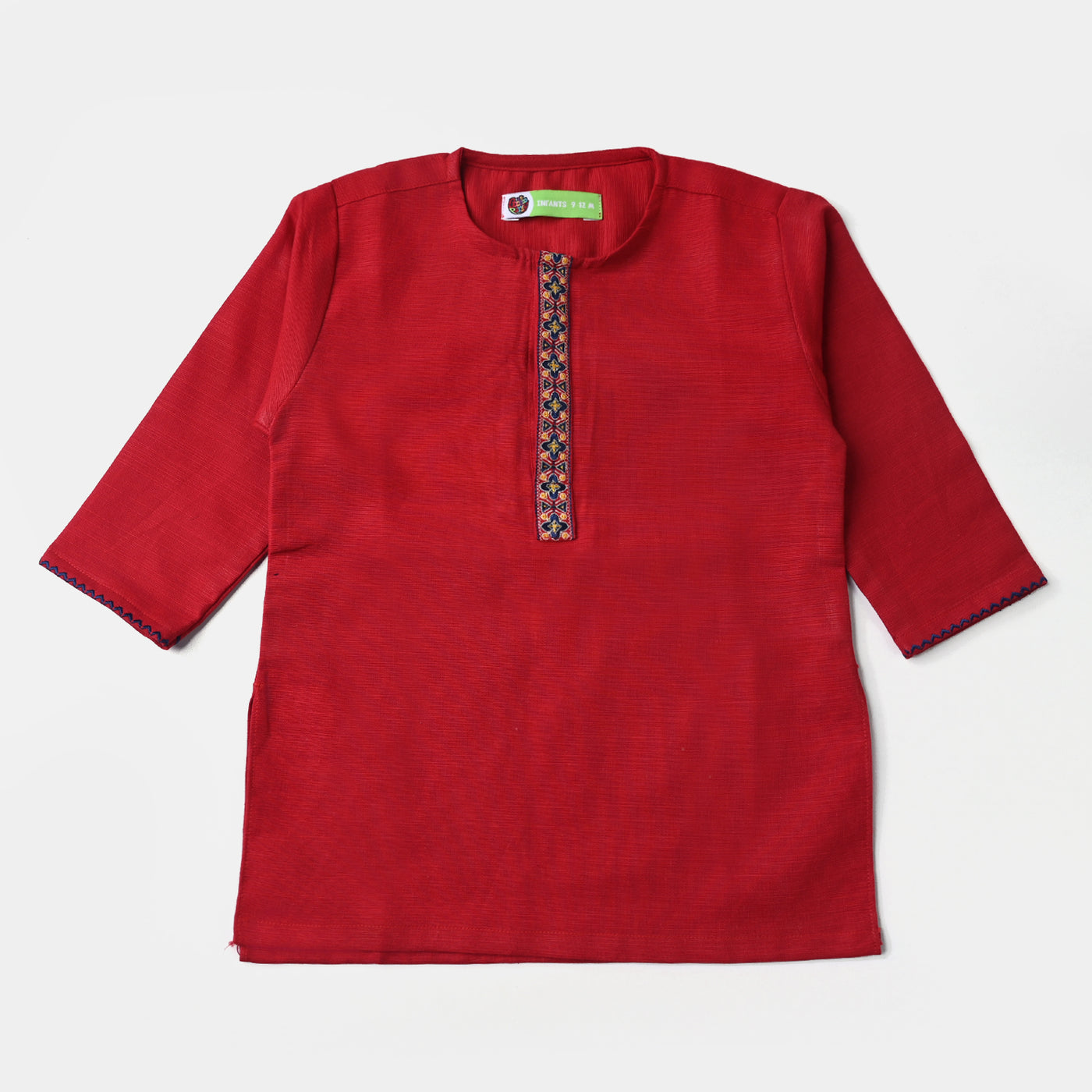 Infants Boys Cotton Slub Shalwar Suit (Funky Motif)-Redish