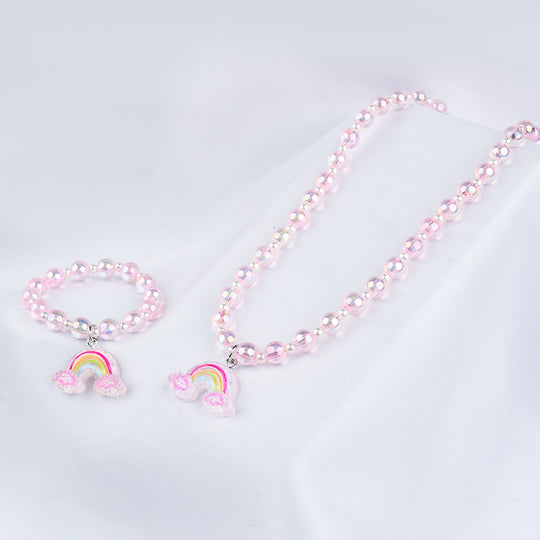 GIRLS ELEGANT BEADED NECKLACE & BRACELET