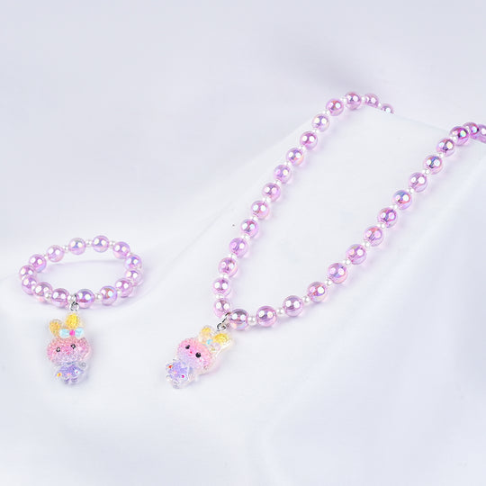 GIRLS ELEGANT BEADED NECKLACE & BRACELET