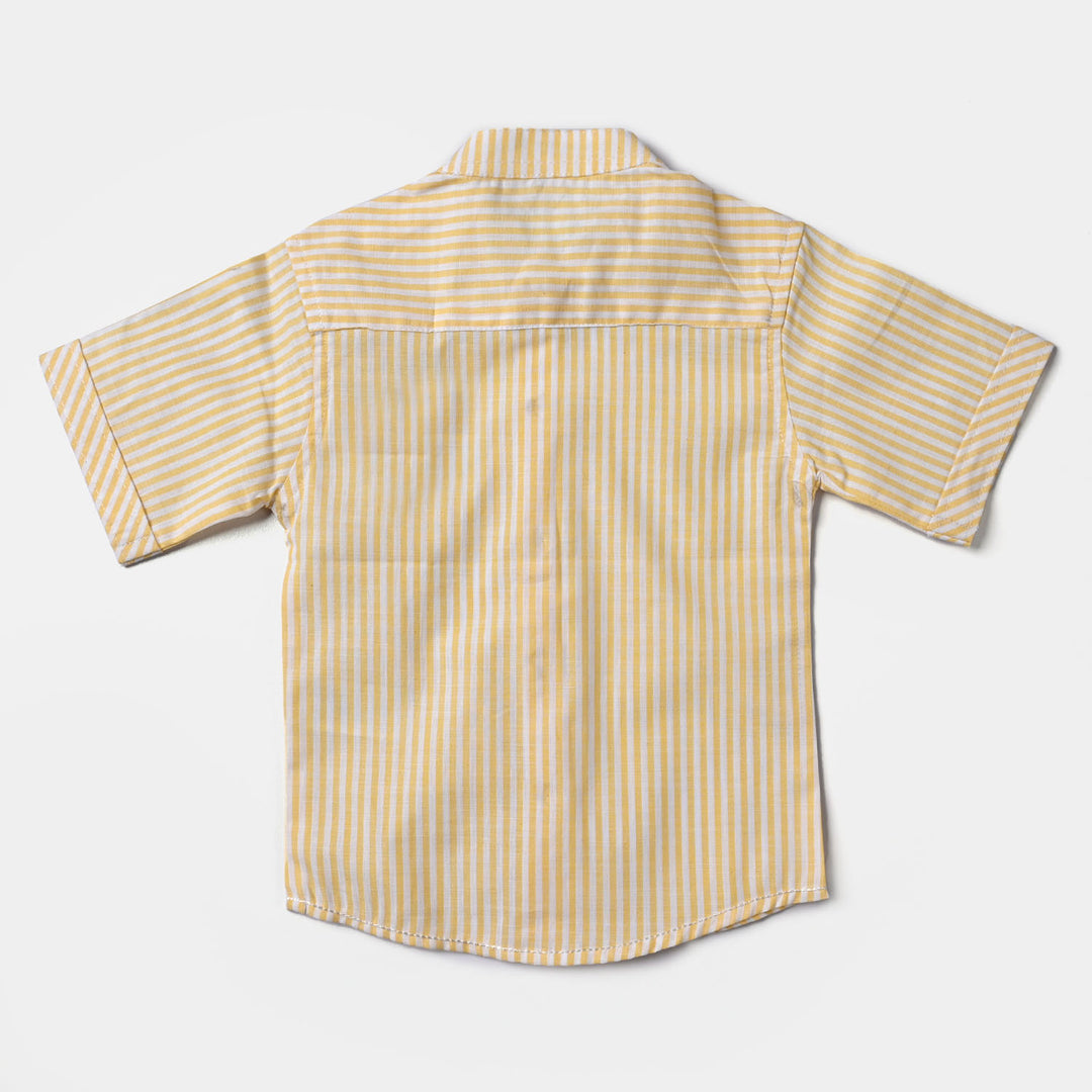 Infant Boys Yarn Dyed Basic Casual Shirt (TRUCK)-Yellow