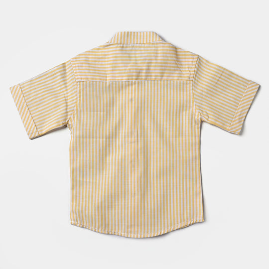 Infant Boys Yarn Dyed Basic Casual Shirt (TRUCK)-Yellow