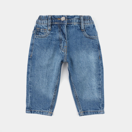 Infant Girls Denim Stretch Pants - Mid Blue