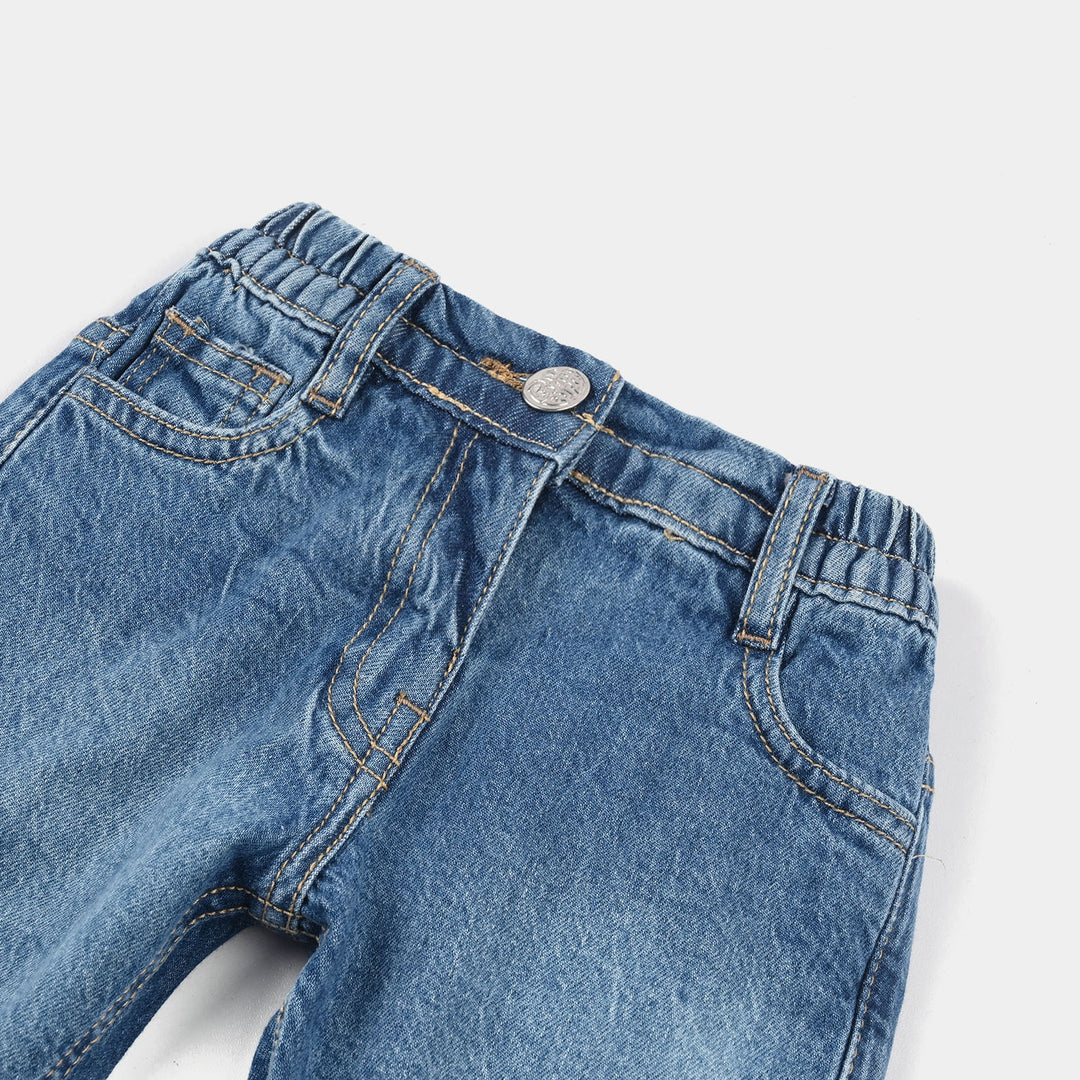 Infant Girls Denim Stretch Pants - Mid Blue