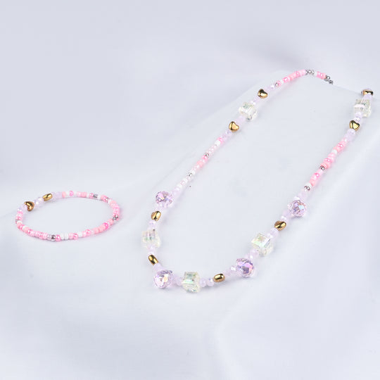 GIRLS ELEGANT BEADED NECKLACE & BRACELET