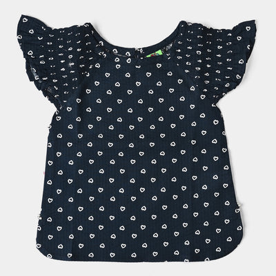 Infant Girls Cotton Casual Top Hearts  BLACK