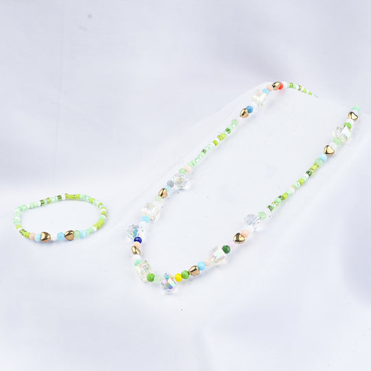 GIRLS ELEGANT BEADED NECKLACE & BRACELET