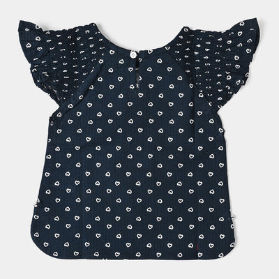 Infant Girls Cotton Casual Top Hearts  BLACK
