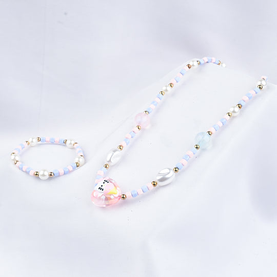 GIRLS ELEGANT BEADED NECKLACE & BRACELET