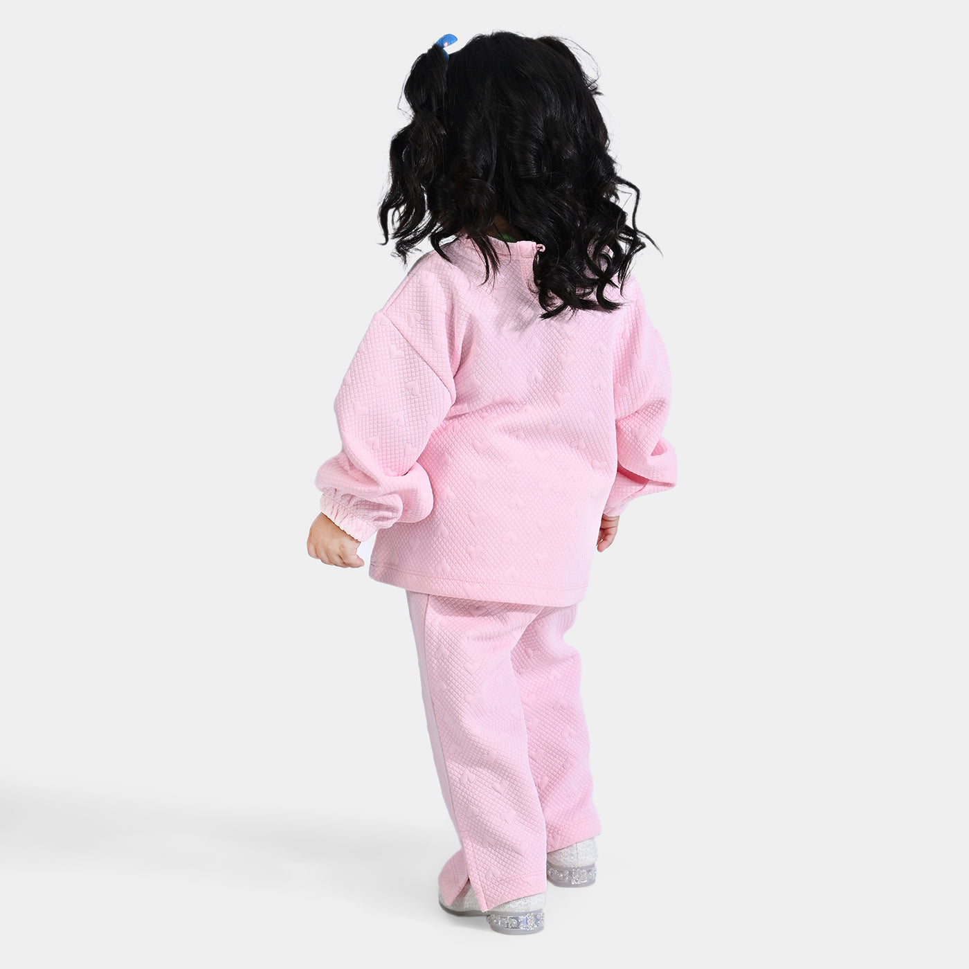 Infant Girls Jacquard Knitted Suit Prism Heart-LT.Pink