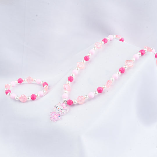 GIRLS ELEGANT BEADED NECKLACE & BRACELET