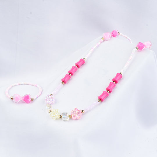 GIRLS ELEGANT BEADED NECKLACE & BRACELET