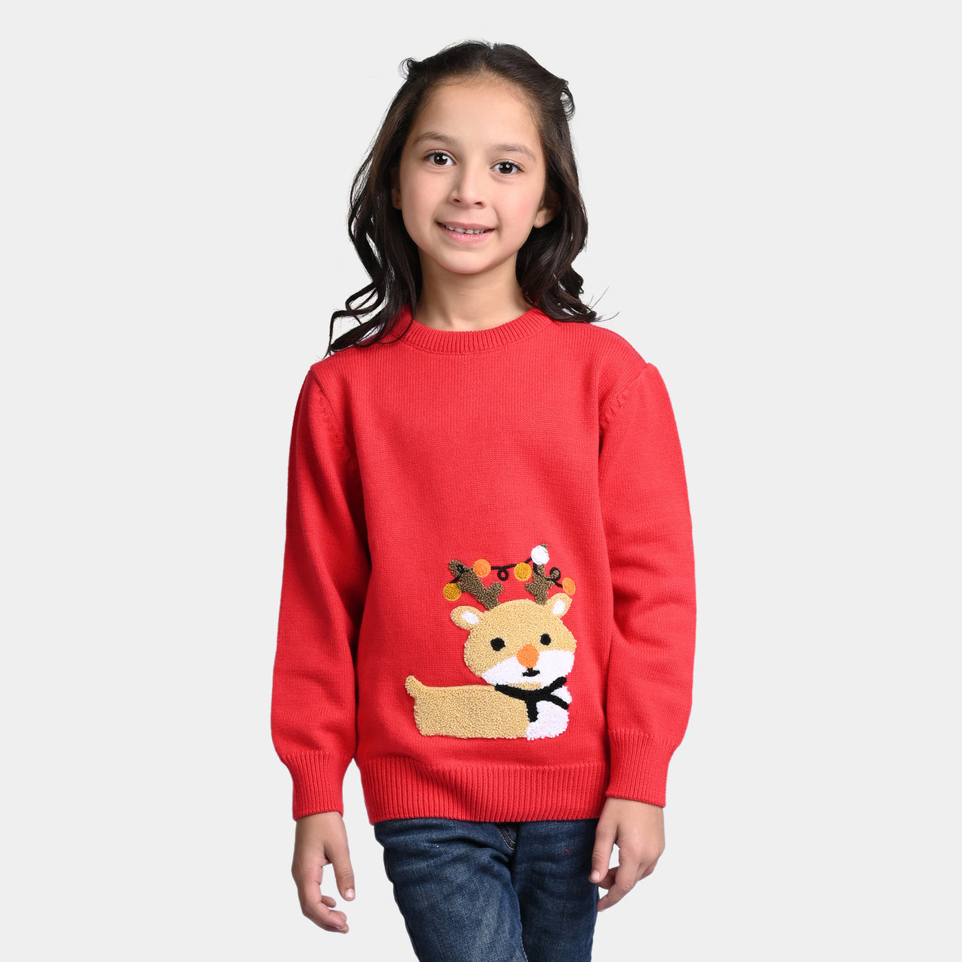 Girls Cotton Full Sleeves Sweaters Fox-F.Scarlet