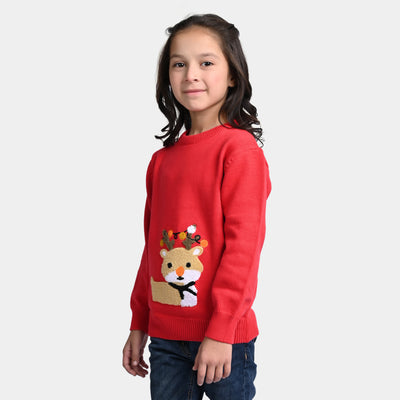 Girls Cotton Full Sleeves Sweaters Fox-F.Scarlet