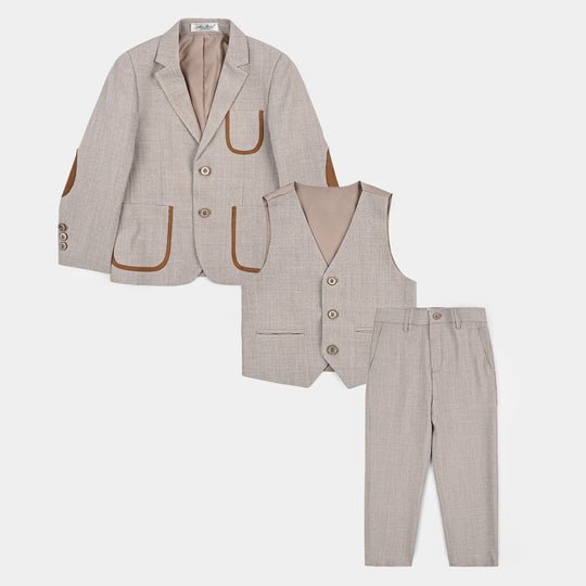 Boys Cotton, Polyester Coat Pant-BEIGE