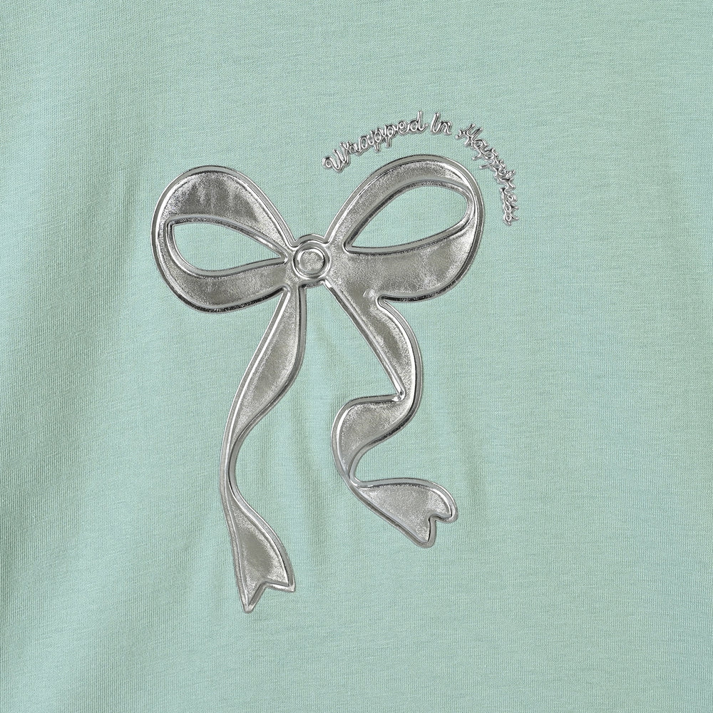 Girls Cotton Jersey T-Shirt Bow - Green