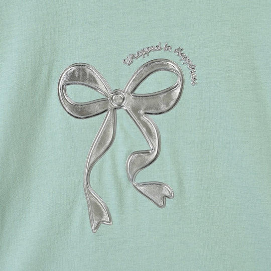 Girls Cotton Jersey T-Shirt Bow - Green