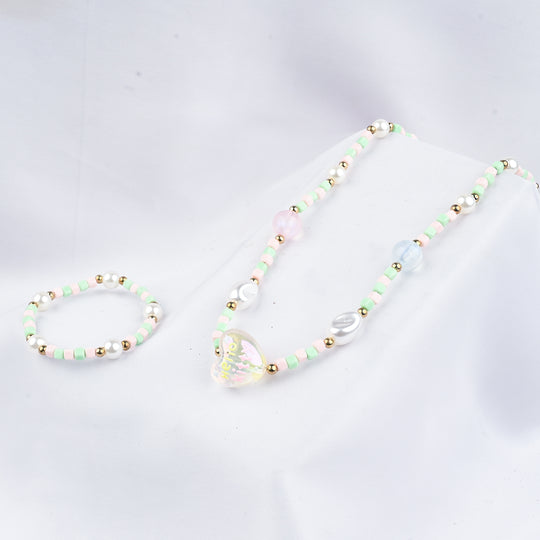 GIRLS ELEGANT BEADED NECKLACE & BRACELET