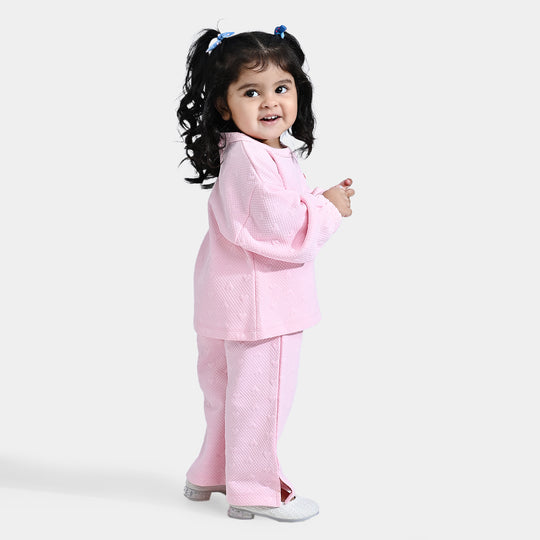 Infant Girls Jacquard Knitted Suit Prism Heart-LT.Pink