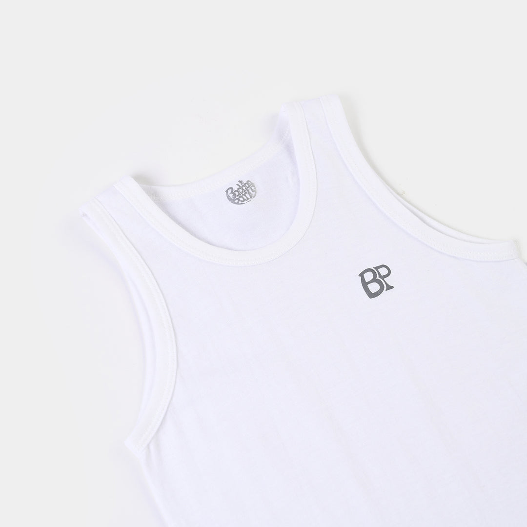 Infant Boys Cotton Jersey Vest-Pack of 2-White