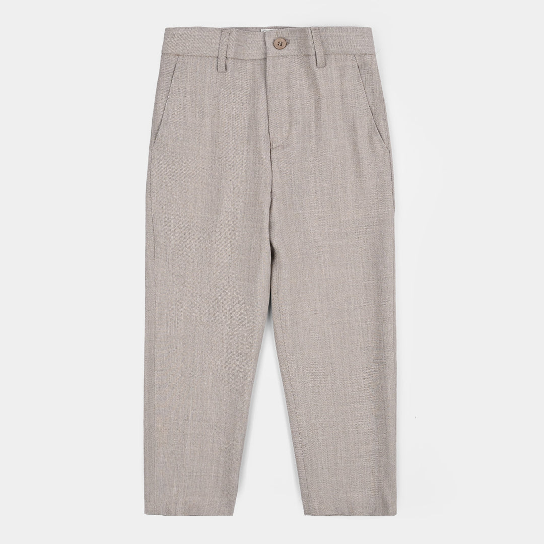 Boys Cotton, Polyester Coat Pant-BEIGE