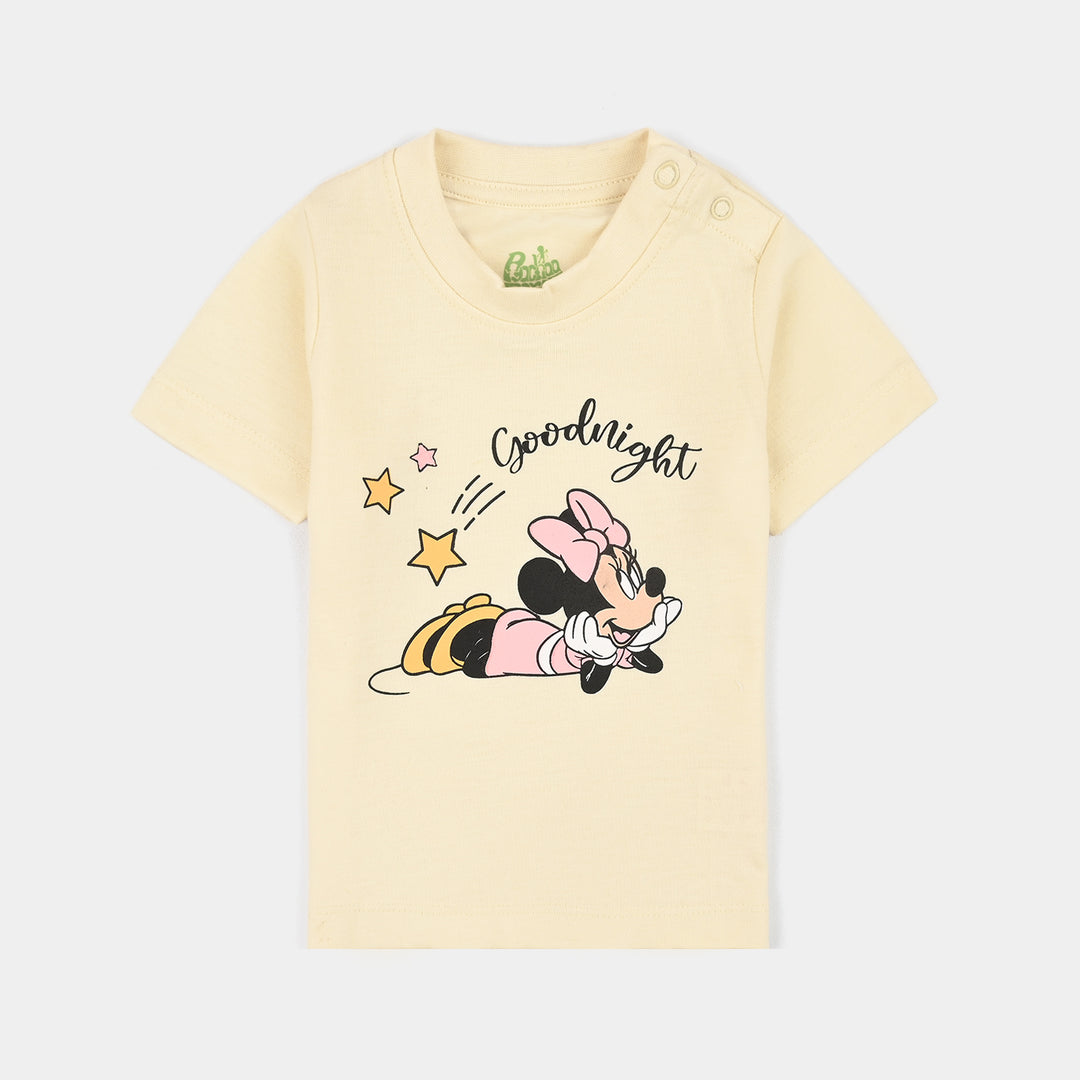 Infant Girls Poly Cotton Jersey Night Suit GOOD NIGHT-BROWN