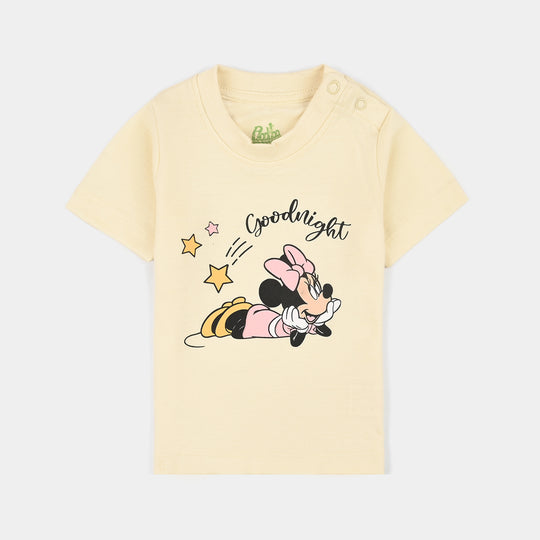 Infant Girls Poly Cotton Jersey Night Suit GOOD NIGHT-BROWN