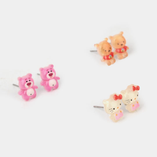Colorful Ear Tops – Pack of 3 for Little Girls