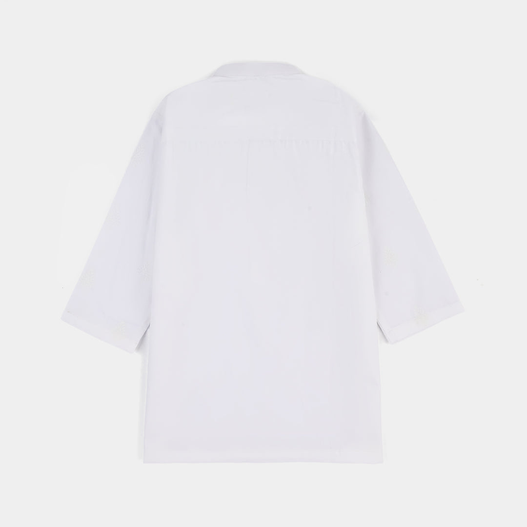 Infant Boys Cotton Poplin Kurta Pajama - White