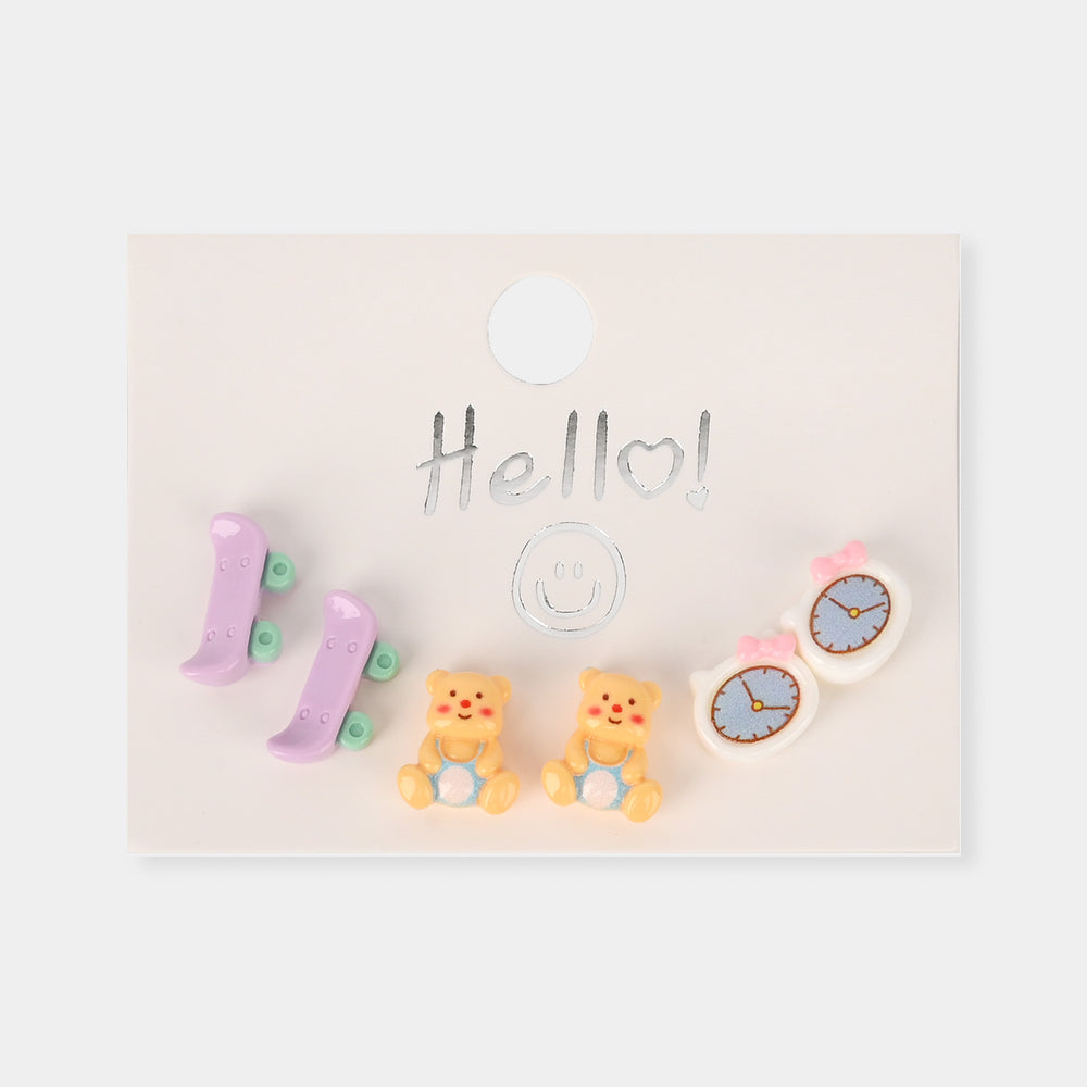 Colorful Ear Tops – Pack of 3 for Little Girls